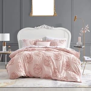 Betsey Johnson Rambling Rose Cotton Pink Duvet Cover Set King Never Used